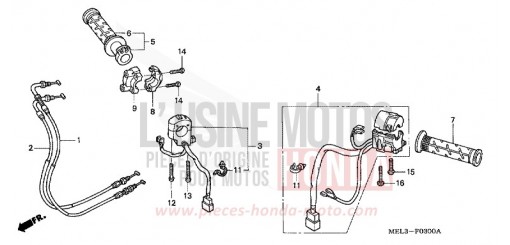 COMMUTATEUR/CABLE CBR1000RR4 de 2004